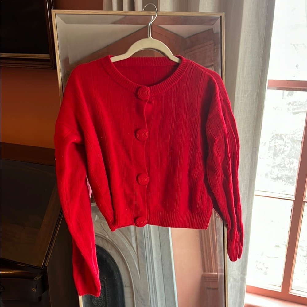 Vintage Cropped Button-Up Women's Sweater